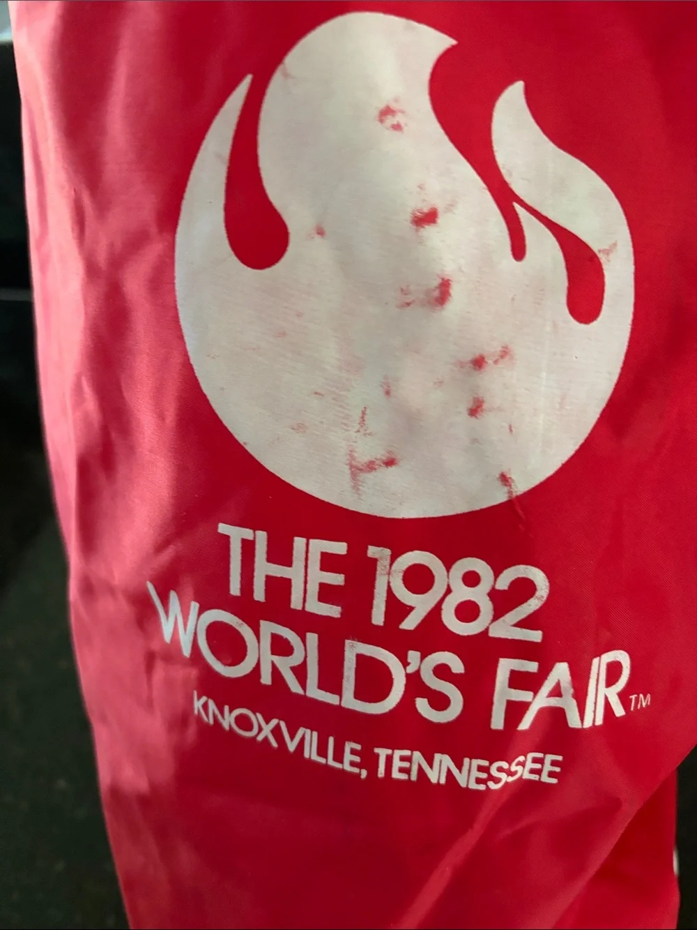 Vintage 1982 World's Fair Red Drawstring Bag